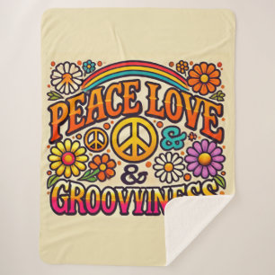 Frieden, Liebe und Grooviness Sherpa Blanket Sherpadecke