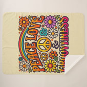 Frieden, Liebe und Grooviness Sherpa Blanket Sherpadecke (Vorderseite (Horizontal))