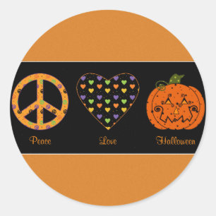 Frieden, Liebe und Halloween-Aufkleber Runder Aufkleber