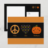 Frieden, Liebe und Halloween Postkarte (Vorne/Hinten)