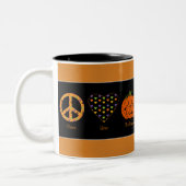 Frieden, Liebe und Halloween-Tasse Zweifarbige Tasse (Links)