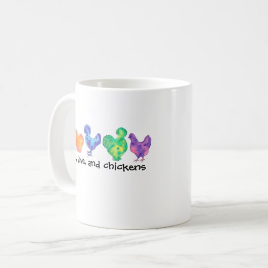 Frieden, Liebe und Huhn-Tasse Kaffeetasse (Vorderseite Links)
