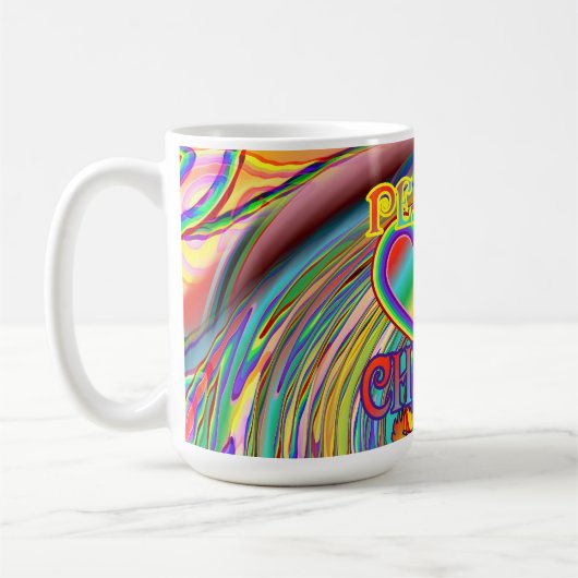 Frieden, Liebe und Hühner Kaffeetasse (Links)