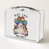 Frieden, Liebe und Hunde Metall Brotdose (Vorderseite)