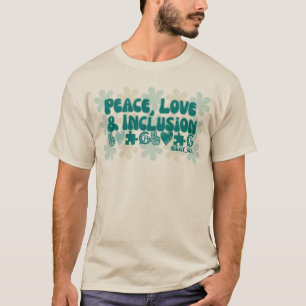 Frieden Liebe und Inklusion Blume T-Shirt