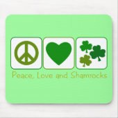Frieden, Liebe und Kleeblätter Mousepad (Vorne)