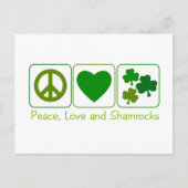 Frieden, Liebe und Kleeblätter Postkarte (Vorderseite)