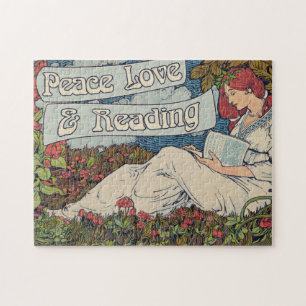 Frieden Liebe und Lesen Puzzle