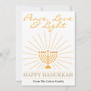 Frieden, Liebe und Licht Hanukkah-Foto Feiertagskarte