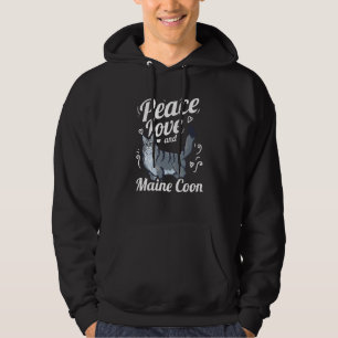 Frieden Liebe Und Maine Coon Katzenliebhaber Hoodie