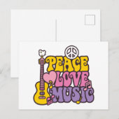 Frieden, Liebe und Musik Postkarte (Vorne/Hinten)