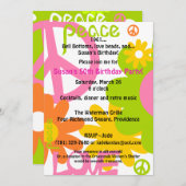 Frieden, Liebe und Party Einladung (Vorne/Hinten)