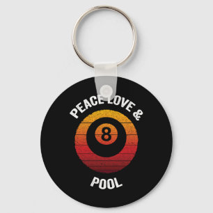 Frieden Liebe und Pool Vintag Billard 8 l Billiard Schlüsselanhänger