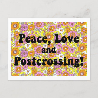 Frieden, Liebe und Postcross! Groovy Postcard Postkarte