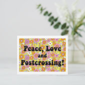 Frieden, Liebe und Postcross! Groovy Postcard Postkarte (Stehend Vorderseite)