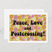 Frieden, Liebe und Postcross! Groovy Postcard Postkarte (Vorne/Hinten)