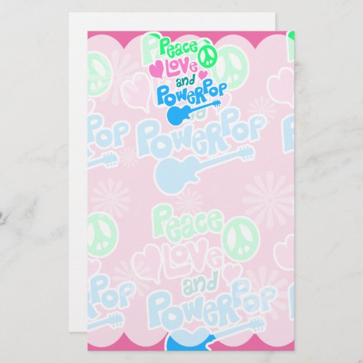 Frieden, Liebe und Powerpop Briefpapier (Vorne/Hinten)