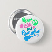 Frieden, Liebe und Powerpop Button (Vorne & Hinten)