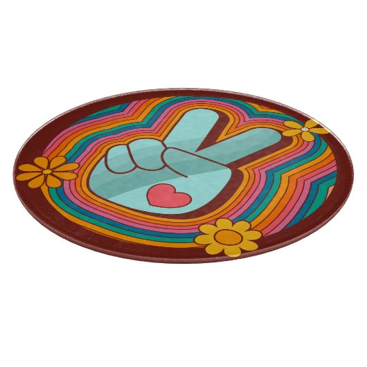 Frieden, Liebe und Rainbow Vibes Schneidebrett (Ecke)