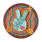 Frieden, Liebe und Rainbow Vibes Schneidebrett (Vorderseite)