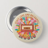 Frieden Liebe und Rock & Roll Button (Vorne & Hinten)