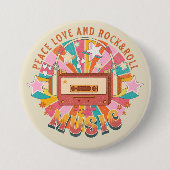 Frieden Liebe und Rock & Roll Button (Vorderseite)