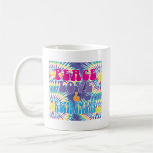 Frieden Liebe und Ruhestand mit Tie Dye Kaffeetasse