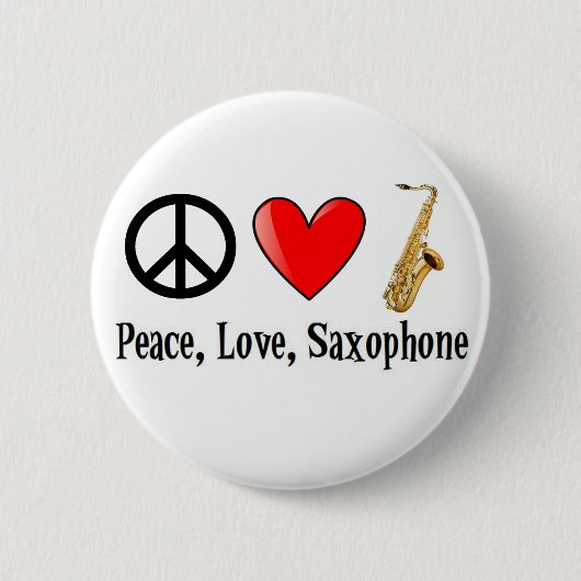 Frieden, Liebe und Saxophone Button (Vorderseite)