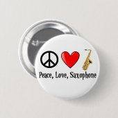 Frieden, Liebe und Saxophone Button (Vorne & Hinten)