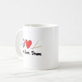 Frieden, Liebe und Trommeln Kaffeetasse (Vorderseite Links)
