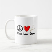 Frieden, Liebe und Trommeln Kaffeetasse (Links)