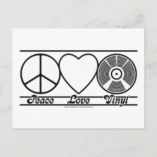 Frieden Liebe und Vinyl Postkarte
