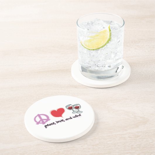 Frieden, Liebe und Wein Untersetzer (Seite)