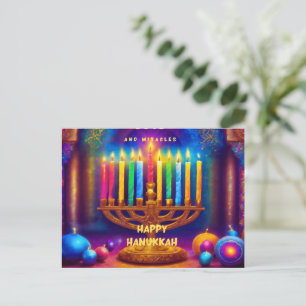 Frieden, Liebe und Wunder - Hanukkah Postkarte