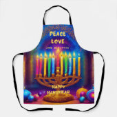 Frieden, Liebe und Wunder - Hanukkah Schürze (Vorderseite)