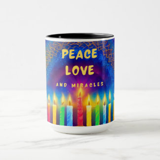 Frieden, Liebe und Wunder - Hanukkah Tasse