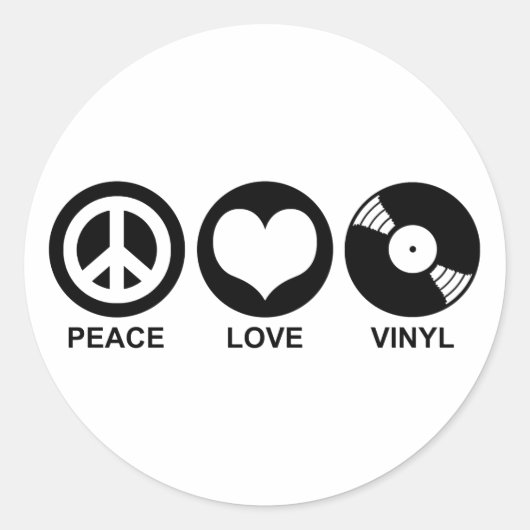 Frieden Liebe Vinyl Runder Aufkleber (Vorderseite)