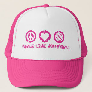 Frieden, Liebe, Volleyball-abschließendes Rosa v2 Truckerkappe