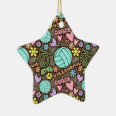 Frieden, Liebe, Volleyball Keramik Ornament (Rechts)