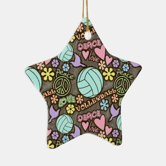Frieden, Liebe, Volleyball Keramik Ornament (Rechts)