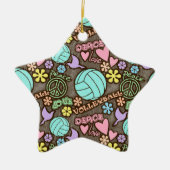 Frieden, Liebe, Volleyball Keramik Ornament (Vorne)