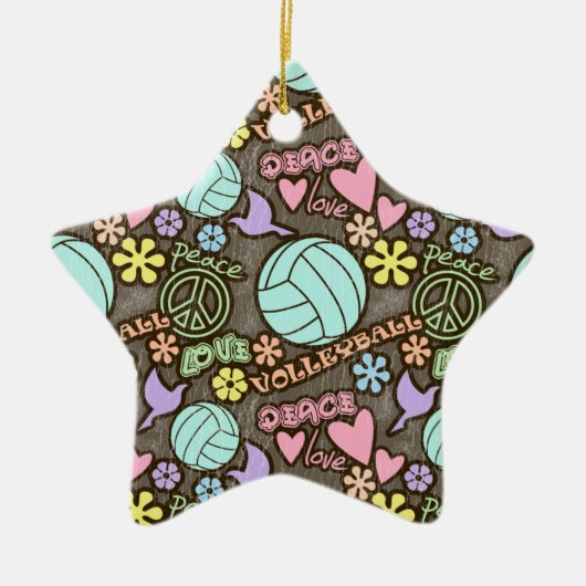 Frieden, Liebe, Volleyball Keramik Ornament (Vorne)