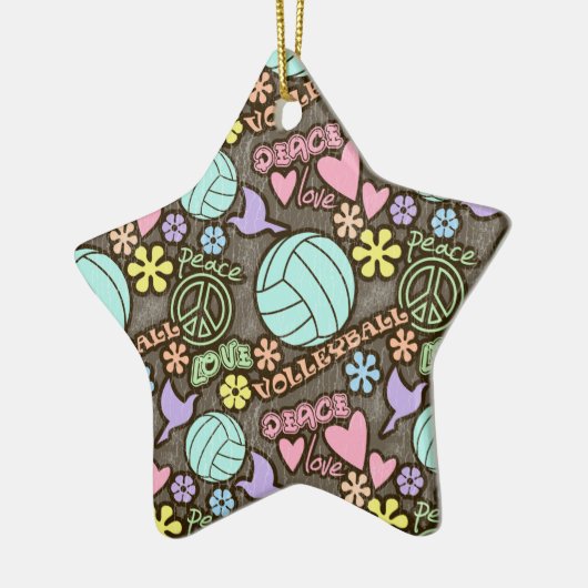 Frieden, Liebe, Volleyball Keramik Ornament (Links)