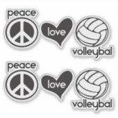 Frieden, Liebe, Volleyball-Sticker Aufkleber (Vorderseite)