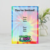 Frieden, Liebe, VolleyballRetro Einladung (Stehend Vorderseite)