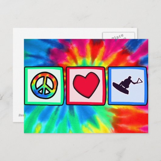 Frieden, Liebe, Wakeboarding Postkarte (Vorne/Hinten)