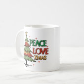Frieden, Liebe, Weihnachten Kaffeetasse (Vorderseite Links)