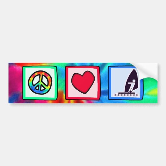 Frieden, Liebe, Windsurfing Autoaufkleber (Vorne)