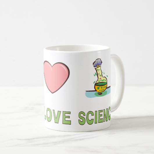 Frieden Liebe Wissenschaft Kaffeetasse (VorderseiteRechts)
