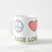 Frieden Liebe Wissenschaft Kaffeetasse (Vorderseite Links)